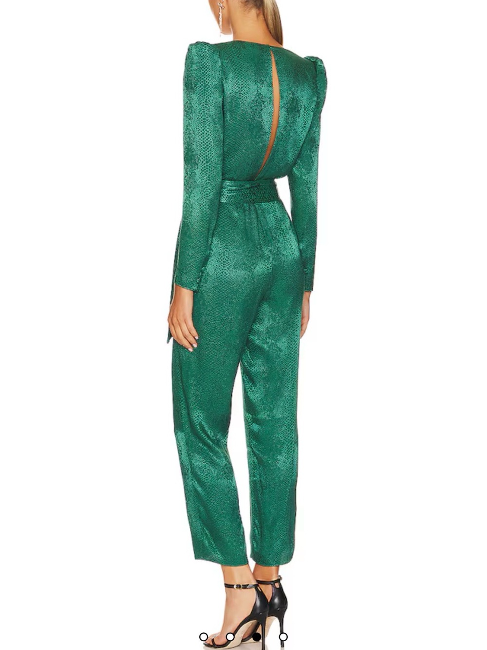 NBD Green Wrap Jumpsuit with Self-Tie Belt - Picture 3 of 4